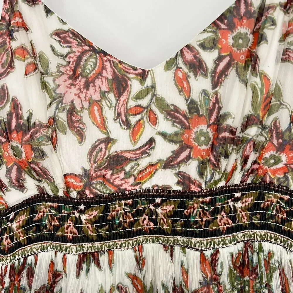 Anthropologie Dress Womens 8 Floral Maxi Rainbow Boho Virginia Peasant Romantic - Picture 5 of 11